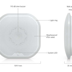 Sirenă PoE UniFi Ubiquiti pentru exterior cu alarmă de 110 dB și iluminare LED, UP-Siren-PoE